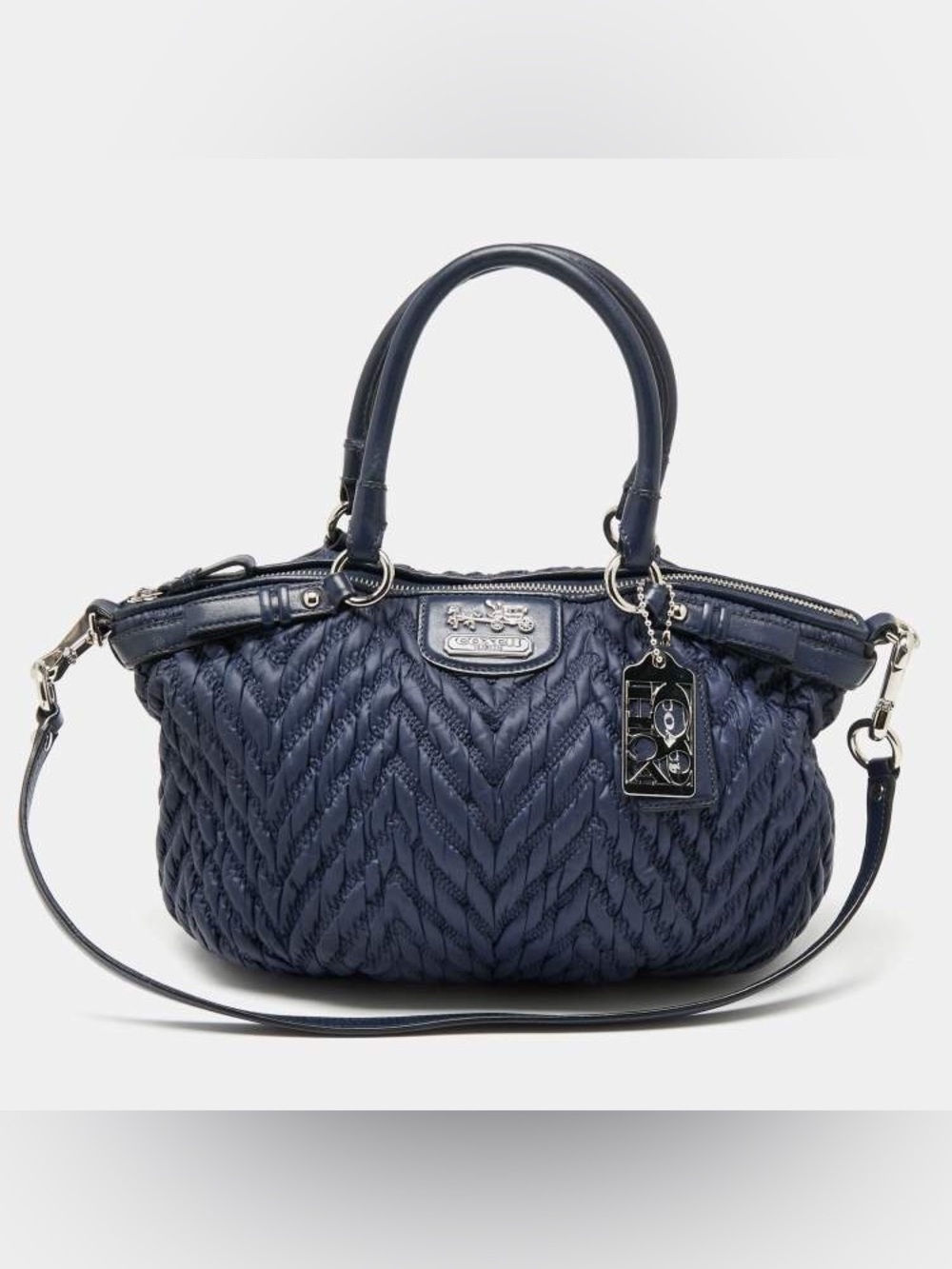 Coach Madison NWT! 70th Anniversary Quilted Nylon Sophia Satchel 18637 in Navy